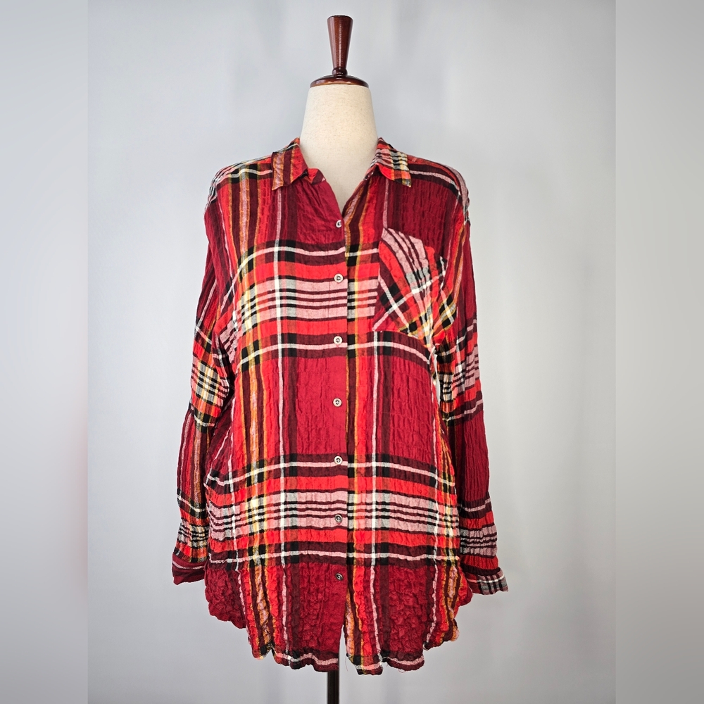 Jane and Delancey Women’s Red Plaid Button Down Shirt Size XL NWT